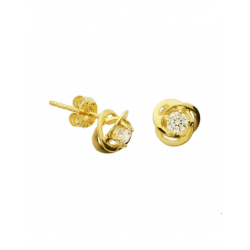 Gouden Oorknoppen bloem zirkonia - 42020