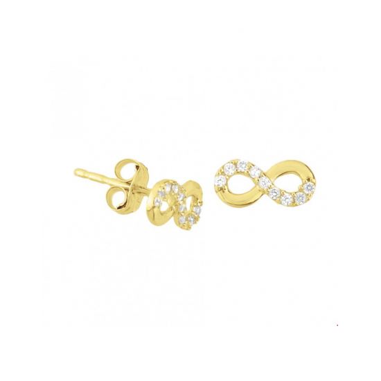 14 karaats Gouden Oorknoppen infinity zirkonia - 42021