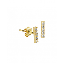 Gouden Oorknoppen balkje zirkonia - 42025