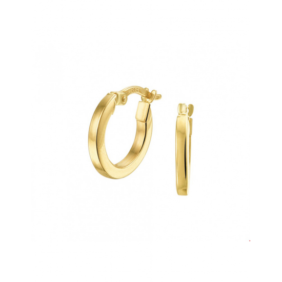 Gouden Oorringen vierkante buis - 42040