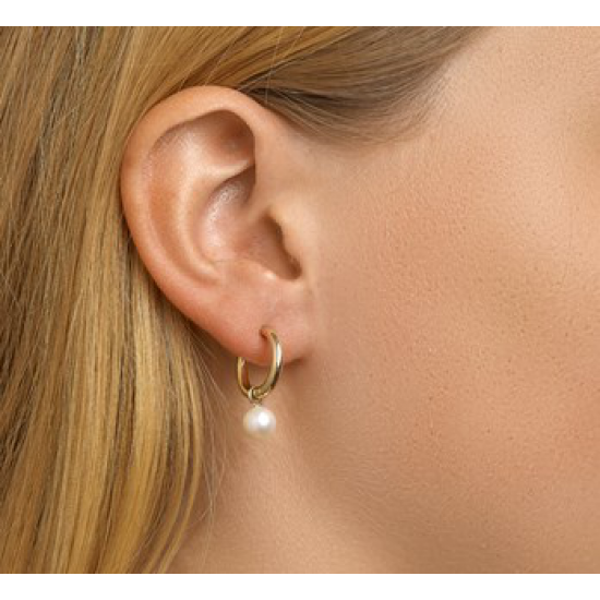 Gouden Klapoorringen parel - 42054