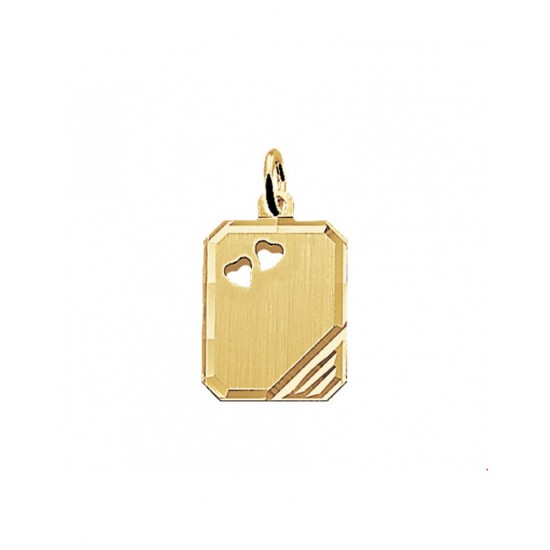 Gouden Graveerhanger harten mat gediamanteerd 16mm - 42090
