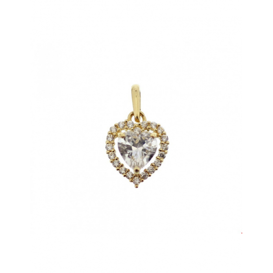 Gouden Hanger hart zirkonia 8,5 mm - 42116