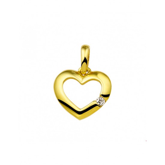 Gouden Hanger hart zirkonia - 42119