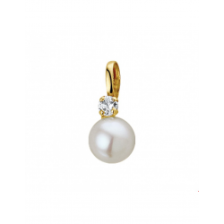 Gouden Hanger parel en zirkonia 6 mm - 42121