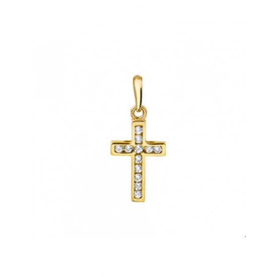 Gouden Hanger kruis en zirkonia - 42124
