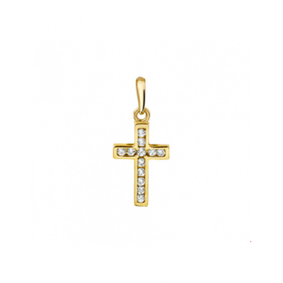 Gouden Hanger kruis en zirkonia - 42124