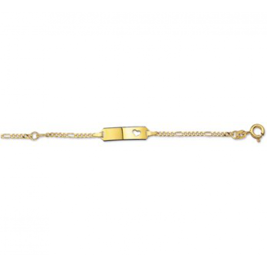Gouden Graveerarmband hart figaro plaat 5 mm 11 -13 cm - 42149