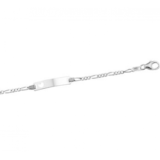 Zilveren Graveerarmband hart figaro plaat  9 - 11 cm - 43099