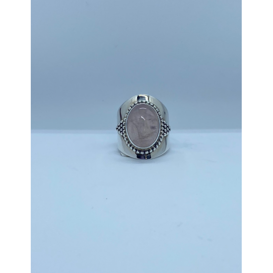 Ymala handmade Zilver Ring Rozekwarts MAAT 17,5 - 43765