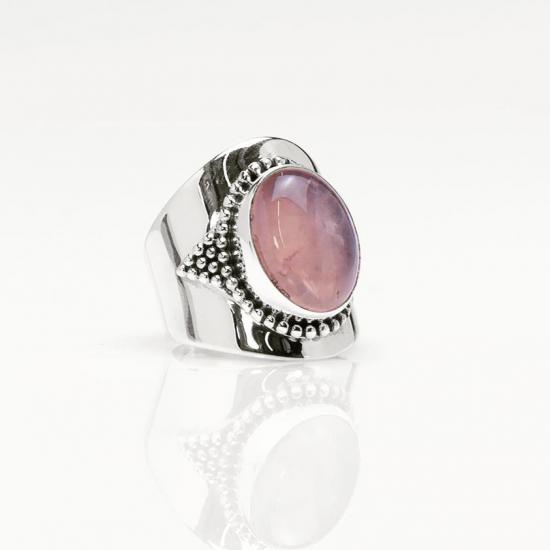 Ymala handmade Zilver Ring Rozekwarts MAAT 17,5 - 43765