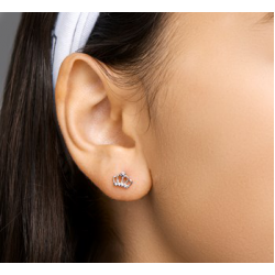 Zilveren Oorknoppen kroon zirkonia - 44038