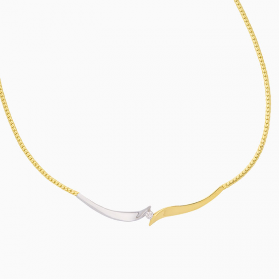 ECLAT 14krt bi-coler collier met dia 0.07crt vvs 45cm - 44299