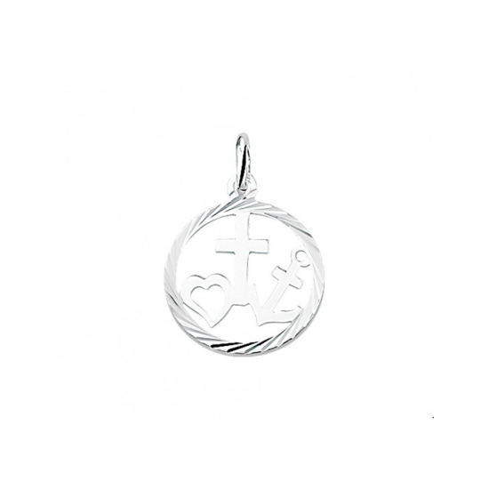 Zilveren Hanger geloof, hoop en liefde gediamanteerd - 44205