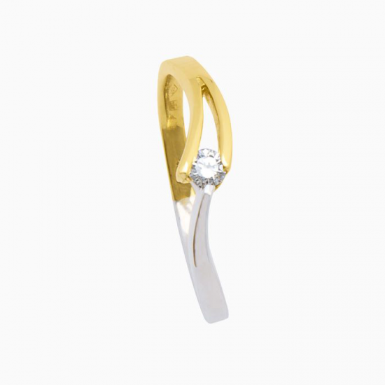 ECLAT 14krt bi-coler ring met dia 0.08crt vvs - 44001
