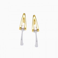 ECLAT 14 karaat gouden V-oorknoppen met diamant 2x0,06 crt 1,5cm - 44123