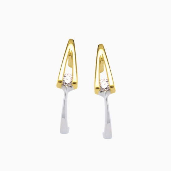 ECLAT 14 karaat gouden V-oorknoppen met diamant 2x0,06 crt 1,5cm - 44123