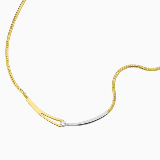 ECLAT 14 karaat gouden V-collier met diamant  0,03 crt 45cm - 44124
