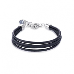 Coeur de Lion armband zwart leer - 43725