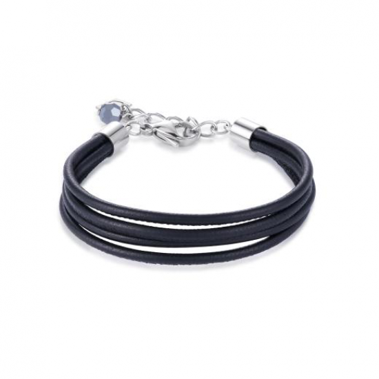 Coeur de Lion armband zwart leer - 43725