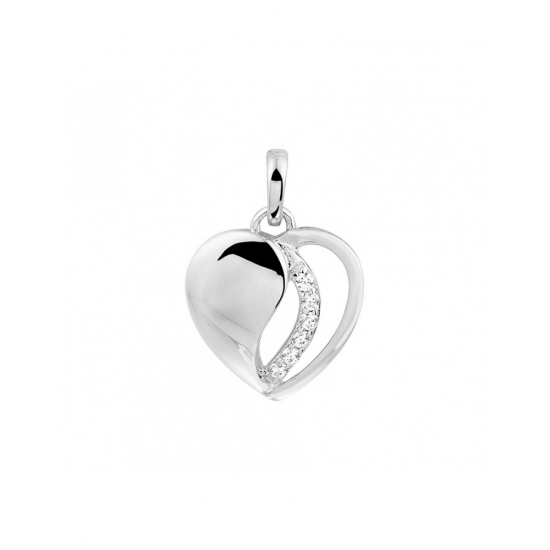 zilveren hart hanger met zirkonia - 44717