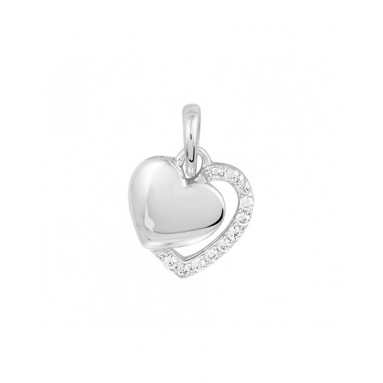 zilveren hanger hart en zirkonia - 44719