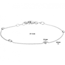 Zilveren Armband bolletjes 1,0 mm 17+ 2 cm - 44815