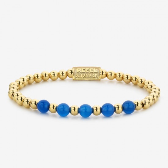 Rebel & Rose Armband More Balls Than Most Yellow Gold meets Brightening Blue 6mm 17cm - 44888