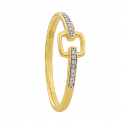 Eclat Geelgoud sier ring met dia 0.05crt MAAT 18 - 44997