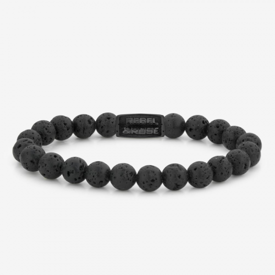 Rebel & Rose Armband 8mm Black Moon All-Black 19.5cm - 45098