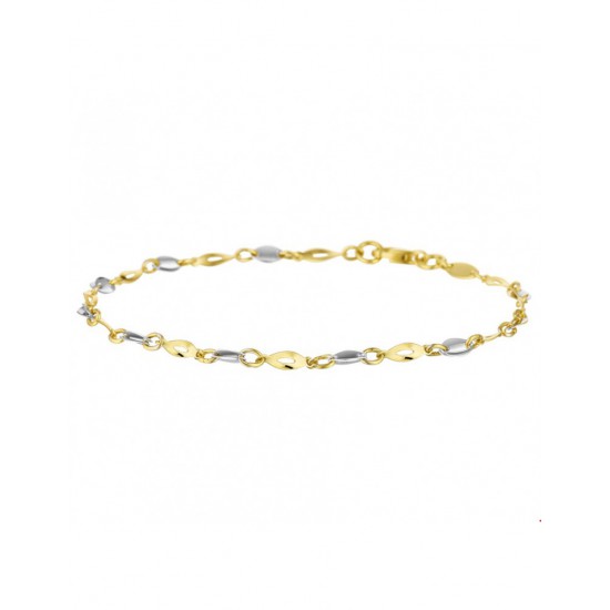 Gouden Armband Bicolor wit- en geelgoud 19 cm - 45422
