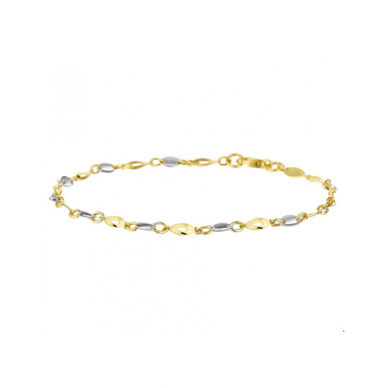 Gouden Armband Bicolor wit- en geelgoud 19 cm - 45422
