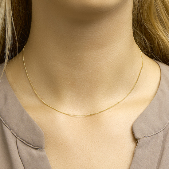 Geelgouden collier met gourmet schakel 1mm 42cm - 45560