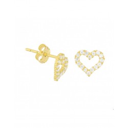 Gouden Oorknoppen hart zirkonia - 45564