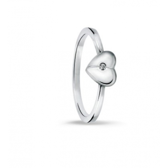 Bellini Zilveren ring met hartje mat/glans & zirkonia MAAT 13,5 - 45678