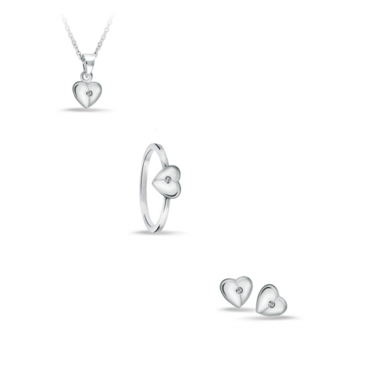 Bellini zilveren kinder collier met hartje mat/glans &  zirkonia - 45704