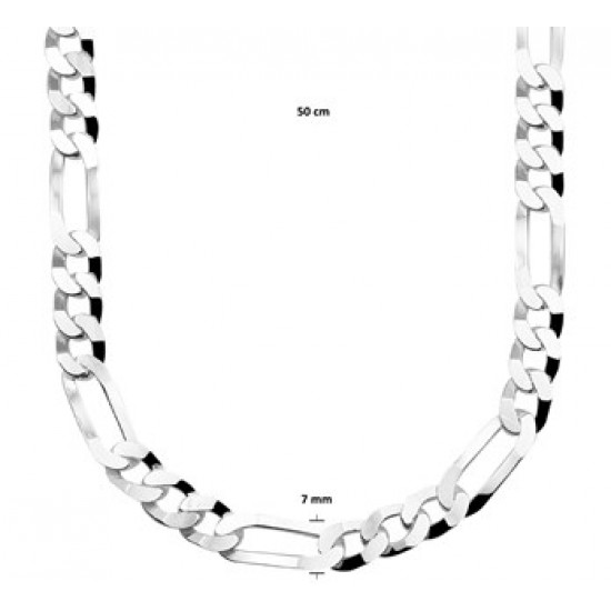 Zilveren collier figaro 50 cm - 46252