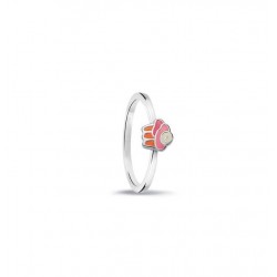 Bellini Zilveren ring cupcake roze/oranje MAAT 14 - 46401