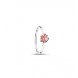 Bellini Zilveren ring cupcake roze/oranje MAAT 14 - 46401