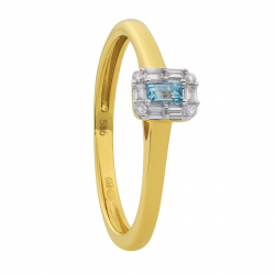 ECLAT 14krt GG fantasie ring met dia 0.07crt TW-VS/SI Maat 17,5 - 46476