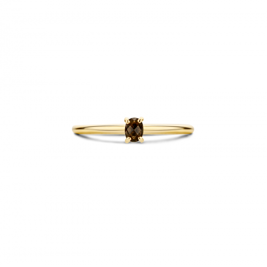 Blush Ring Geelgoud met Smokey Quartz 1204YSQ MAAT 16,5 - 46388