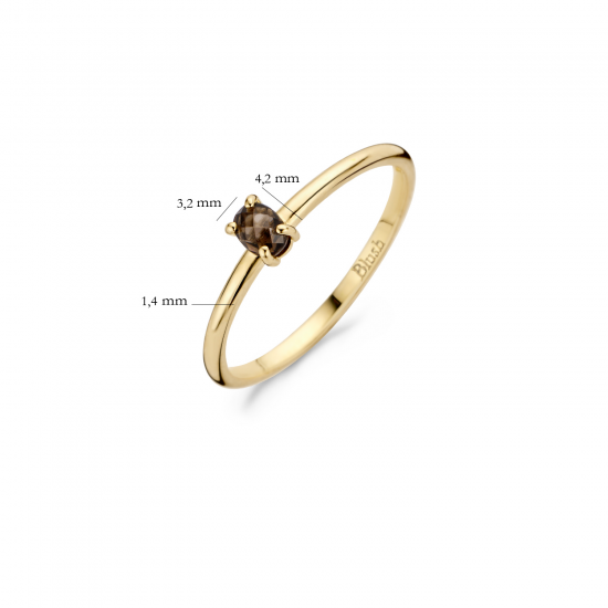 Blush Ring Geelgoud met Smokey Quartz 1204YSQ MAAT 16,5 - 46388