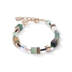Coeur de Lion Armband GeoCUBE® Swarovski® Crystals & Gemstones groen-beige 17+3 cm - 45082