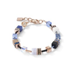 Coeur de Lion Armband GeoCUBE® Swarovski® Crystals & Gemstones blauw-beige 18+3 cm - 45084
