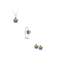 Bellini Zilveren ring regenboog bloem MAAT 13,5 - 46740