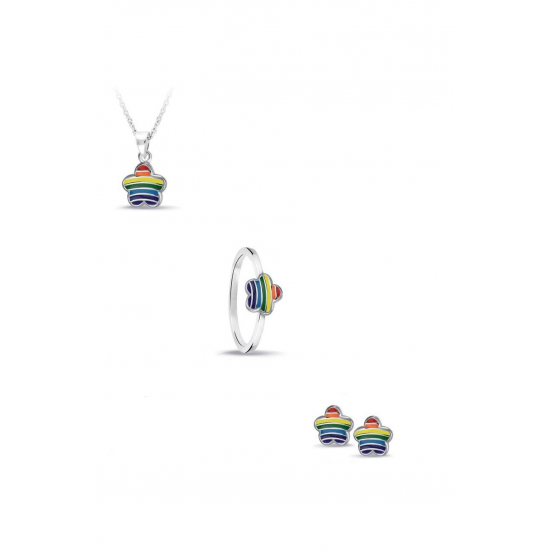 Bellini Zilveren ring regenboog bloem MAAT 13,5 - 46740