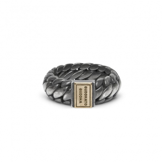 Buddha to Buddha Small Ring Black Rodium met 18 krt goud 542BRG MAAT 17 - 45268