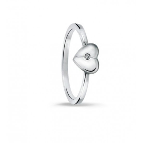 Bellini Zilveren ring met hartje mat/glans & zirkonia MAAT 15 - 46636