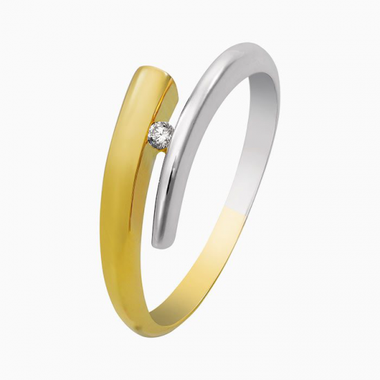 ECLAT 14krt bi-coler ring met dia 0.03crt vvs MAAT 17,75 - 45447