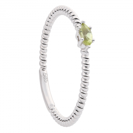 ECLAT 14krt WG ring met peridoot MAAT 17 - 45623